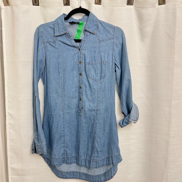 Blue Denim Shirt Dress Thyme Chambray Shirt Dress – Size XS - Picture 13 of 15